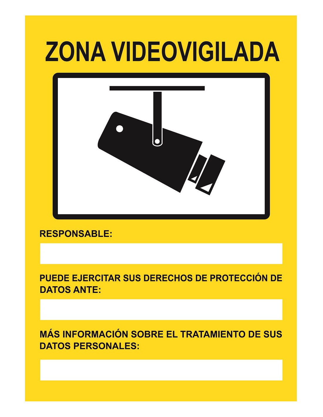 Cartel Tama O A Aviso De Zona Videovigilada