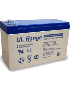 Batería recargable de 12V 7 Ah. Dimensiones (sin terminales): 151x65x93,5 mm