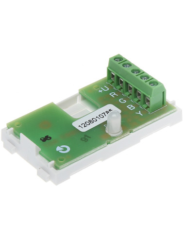 INDICADOR BUS OPTICO UNIVERSAL RGB CON UNA ENTRADA PARA CADA COLOR (Rojo, Verde, Azul, Amarillo).
62 x 36 x 27 mm/12Vcc. 
