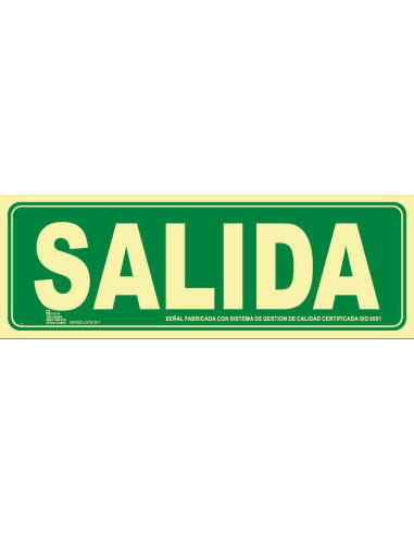 CARTEL SALIDA PVC 1mm  Clase A...